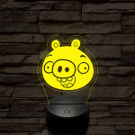 Angry Birds zöld malac piggy 7 színű 3D led lámpa