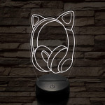 Gamer macskafüles fejhallgató 7 színű 3D led lámpa
