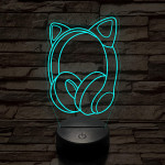 Gamer macskafüles fejhallgató 7 színű 3D led lámpa