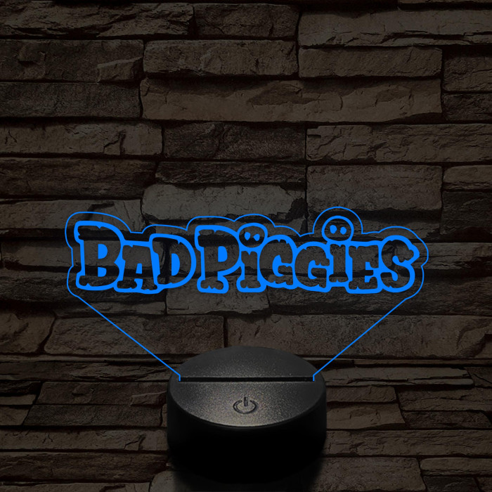 Angry Birds - BadPiggies logo felirat 7 színű 3D led lámpa