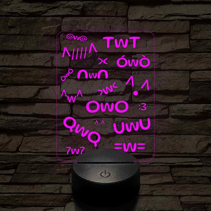 Anime UwU 7 színű 3D led lámpa