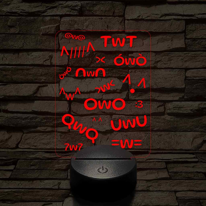 Anime UwU 7 színű 3D led lámpa