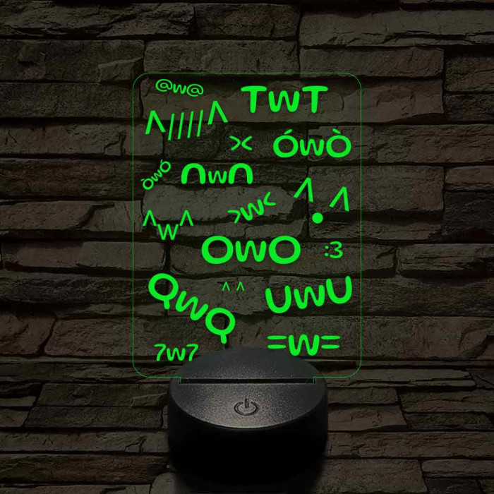 Anime UwU 7 színű 3D led lámpa