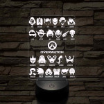 Overwatch karakterek 7 színű 3D led lámpa