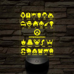 Overwatch karakterek 7 színű 3D led lámpa