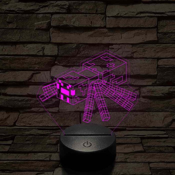 Minecraft Pók 7 színű 3D led lámpa