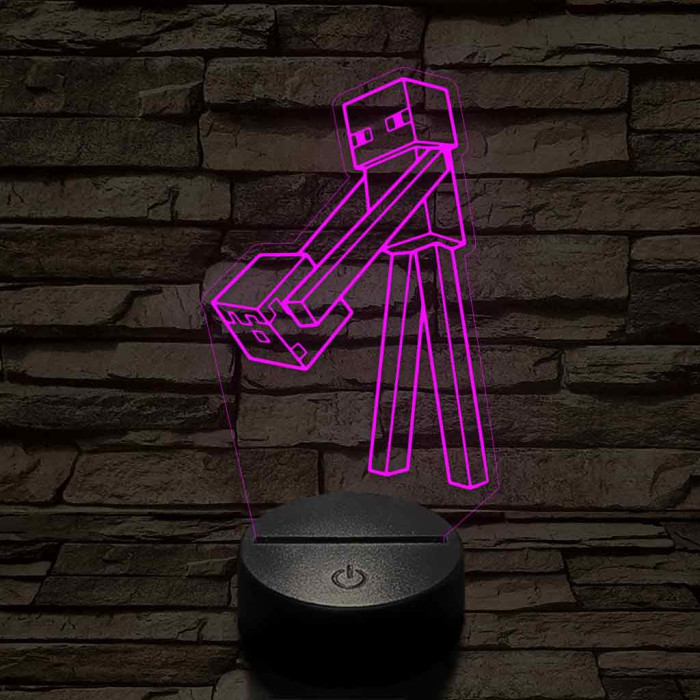 Minecraft Enderman 7 színű 3D led lámpa
