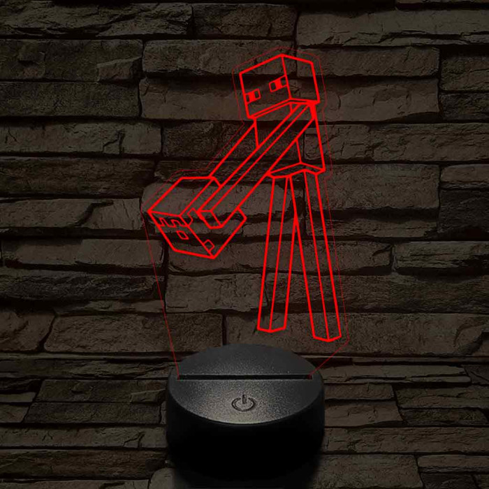 Minecraft Enderman 7 színű 3D led lámpa