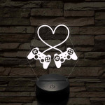 Gaming love 7 színű 3D led lámpa