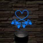 Gaming love 7 színű 3D led lámpa