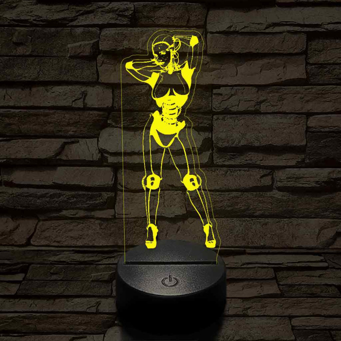 Robot lány 7 színű  3D led lámpa