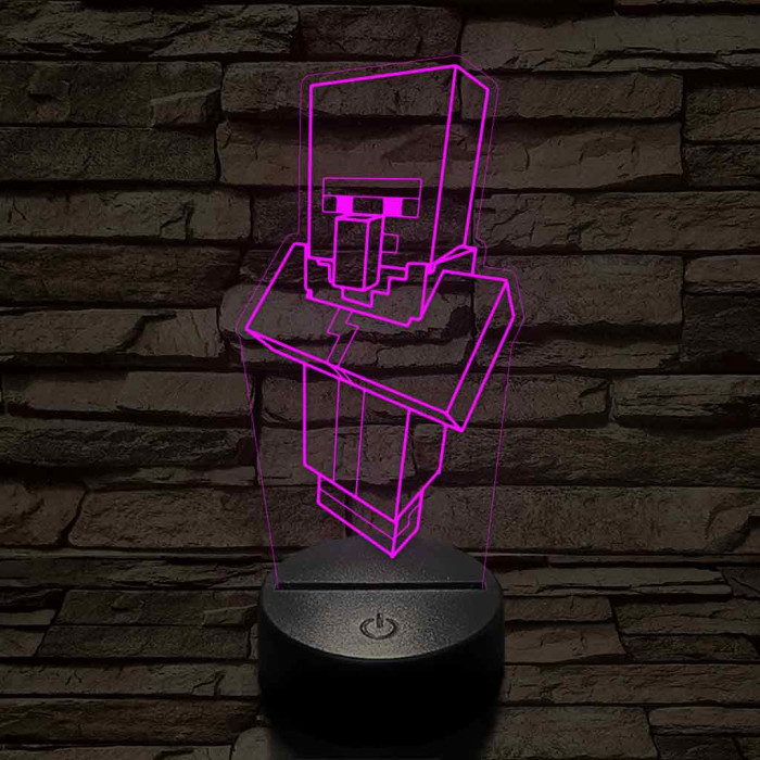 Minecraft Falusi 7 színű 3D led lámpa