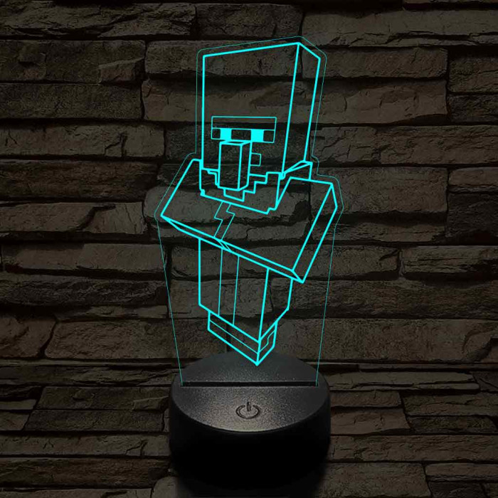 Minecraft Falusi 7 színű 3D led lámpa