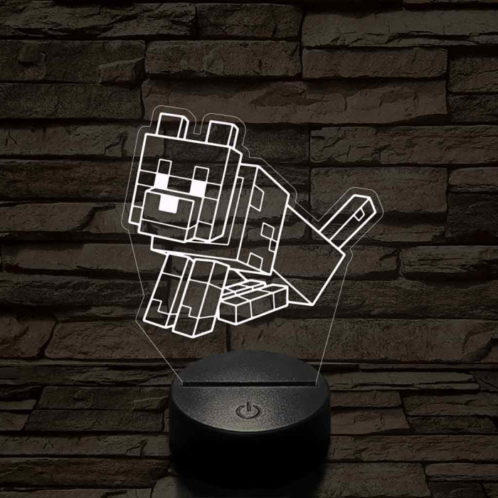 Minecraft Dennis farkas 7 színű 3D led lámpa