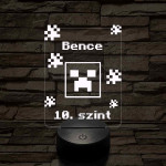 Minecraft Creeper - egyedi névbeírós 3D illúzió led lámpa