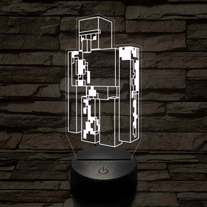 Minecraft Vasgólem 7 színű 3D led lámpa