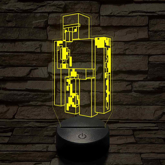 Minecraft Vasgólem 7 színű 3D led lámpa