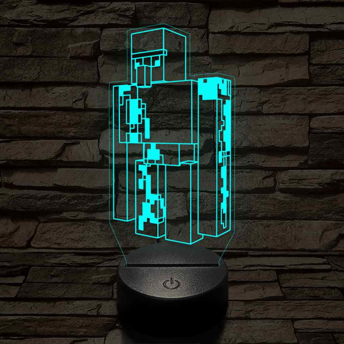 Minecraft Vasgólem 7 színű 3D led lámpa