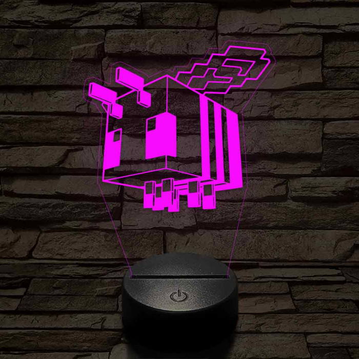 Minecraft méhecske 7 színű 3D led lámpa