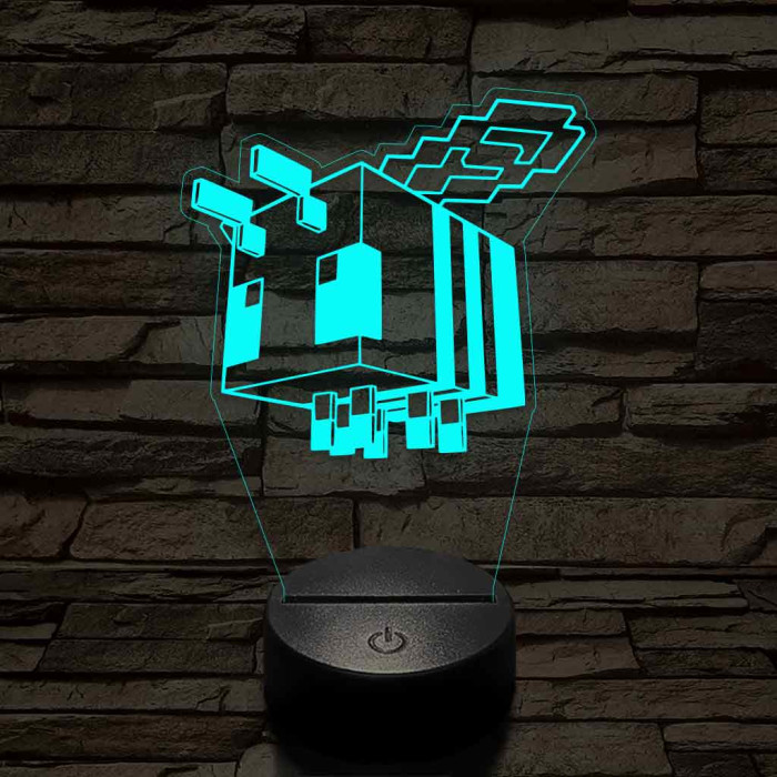 Minecraft méhecske 7 színű 3D led lámpa