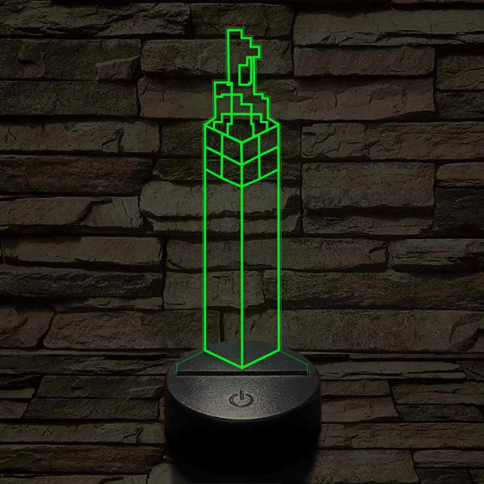 Minecraft fáklya – 7 színű, színváltós 3D LED lámpa