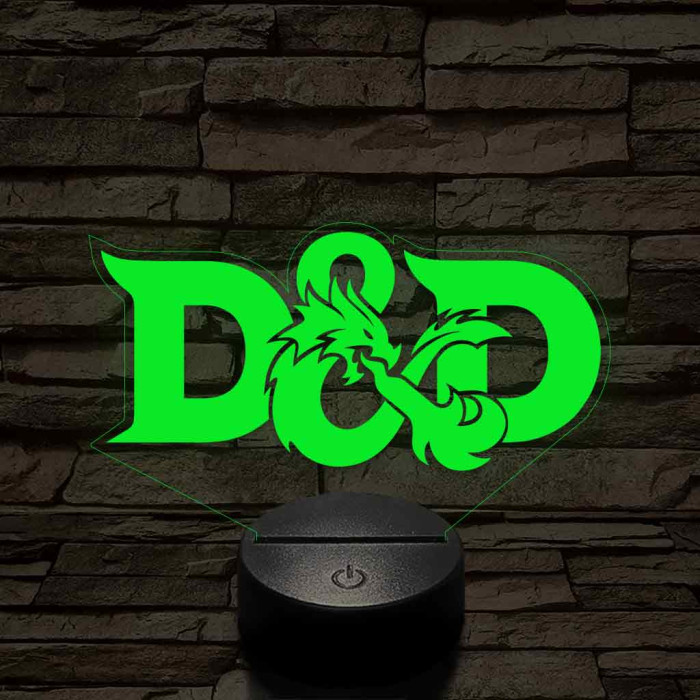 D&D logo – 7 színű, színváltós 3D LED lámpa