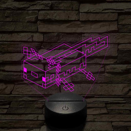 Minecraft Axolotl – 7 színű, színváltós 3D LED lámpa