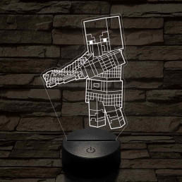 Minecraft Fosztogató – 7 színű, színváltós 3D LED lámpa