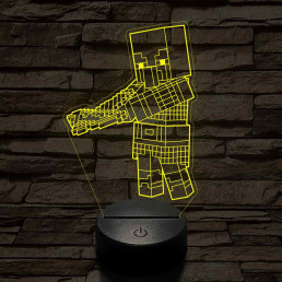 Minecraft Fosztogató – 7 színű, színváltós 3D LED lámpa