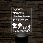 Minecraft élet – 7 színű, színváltós 3D LED lámpa 