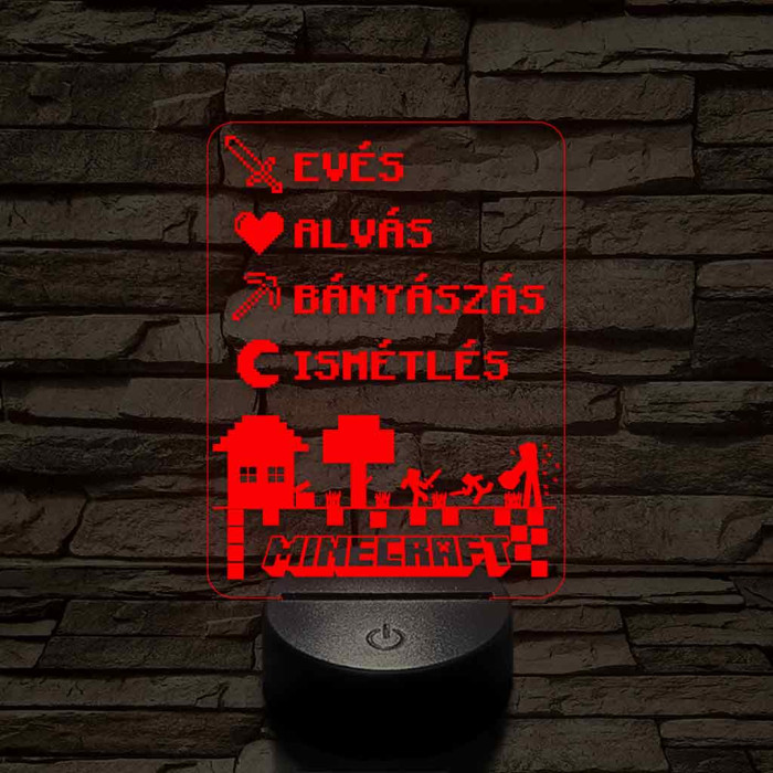 Minecraft élet – 7 színű, színváltós 3D LED lámpa 