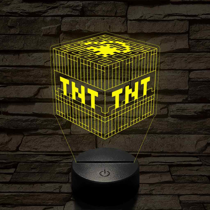 Minecraft TNT – 7 színű, színváltós 3D LED lámpa