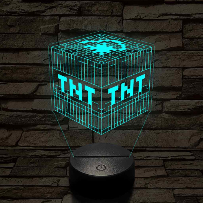 Minecraft TNT – 7 színű, színváltós 3D LED lámpa