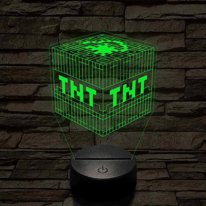 Minecraft TNT – 7 színű, színváltós 3D LED lámpa