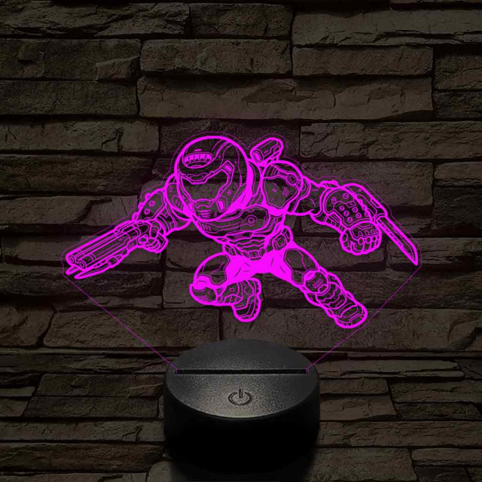Doom Slayer – 7 színű, színváltós 3D LED lámpa