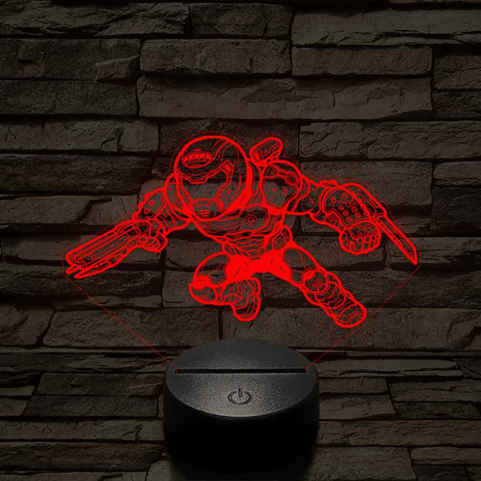 Doom Slayer – 7 színű, színváltós 3D LED lámpa