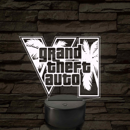 GTA 6 logó – 7 színű, színváltós LED lámpa