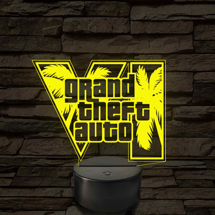 GTA 6 logó – 7 színű, színváltós LED lámpa