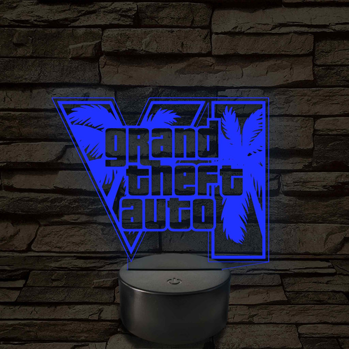 GTA 6 logó – 7 színű, színváltós LED lámpa