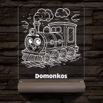 Gőzmozdony személyre szabott 20 cm fa talppal 7 színű 3D led lámpa