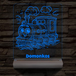 Gőzmozdony személyre szabott 20 cm fa talppal 7 színű 3D led lámpa