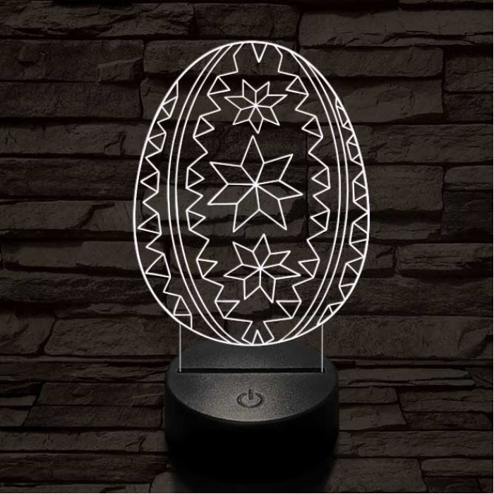 Hímes tojás 7 színű 3D led lámpa