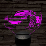 Villám McQueen 7 színű 3D led lámpa