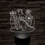 Mosolygós t-rex 7 színű 3D led lámpa