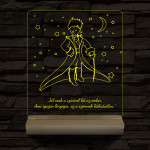 A kis herceg személyre szabott 20 cm fa talppal 7 színű 3D led lámpa