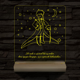 A kis herceg személyre szabott 20 cm fa talppal 7 színű 3D led lámpa