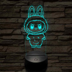 Labubu 7 színű 3D led lámpa