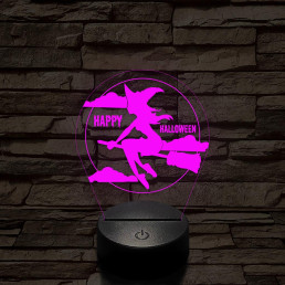 Seprűn suhanó boszi 7 színű  3D led lámpa