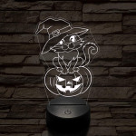 Halloween macska 7 színű  3D led lámpa