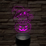 Halloween macska 7 színű  3D led lámpa